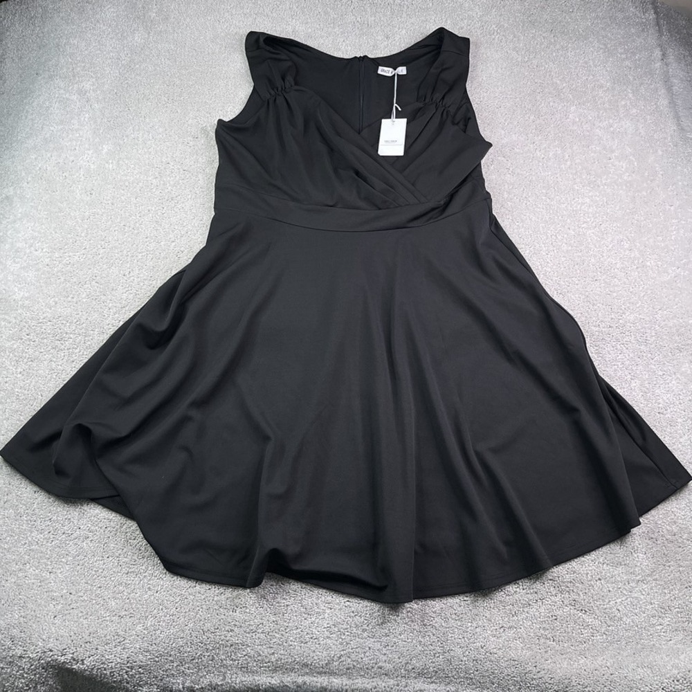 NEW Grace Karin Dress Womens 3XL Black Surplice Ruched Fit Flare Cocktail NWT